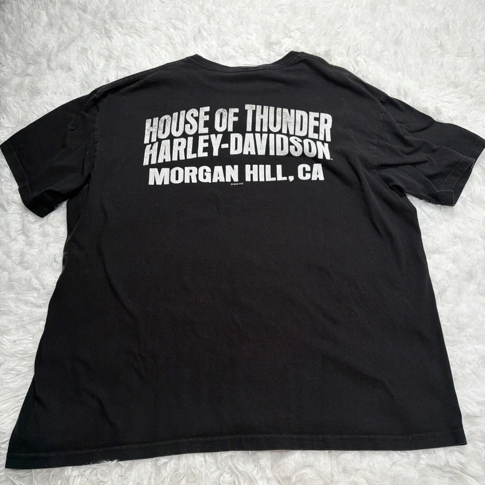 Harley Davidson Men's 2XL T-Shirt USA Made Morgan Hill California Bald Eagle Tee